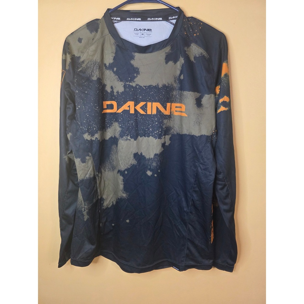 Dakine Mens Thrillium Long Sleeve Mountain Bike Jersey Black Green Orange Medium
